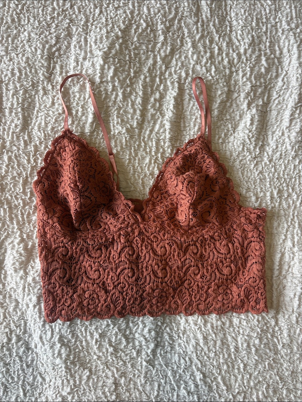 Wishlist Lace Bralette Crop Top in Rust